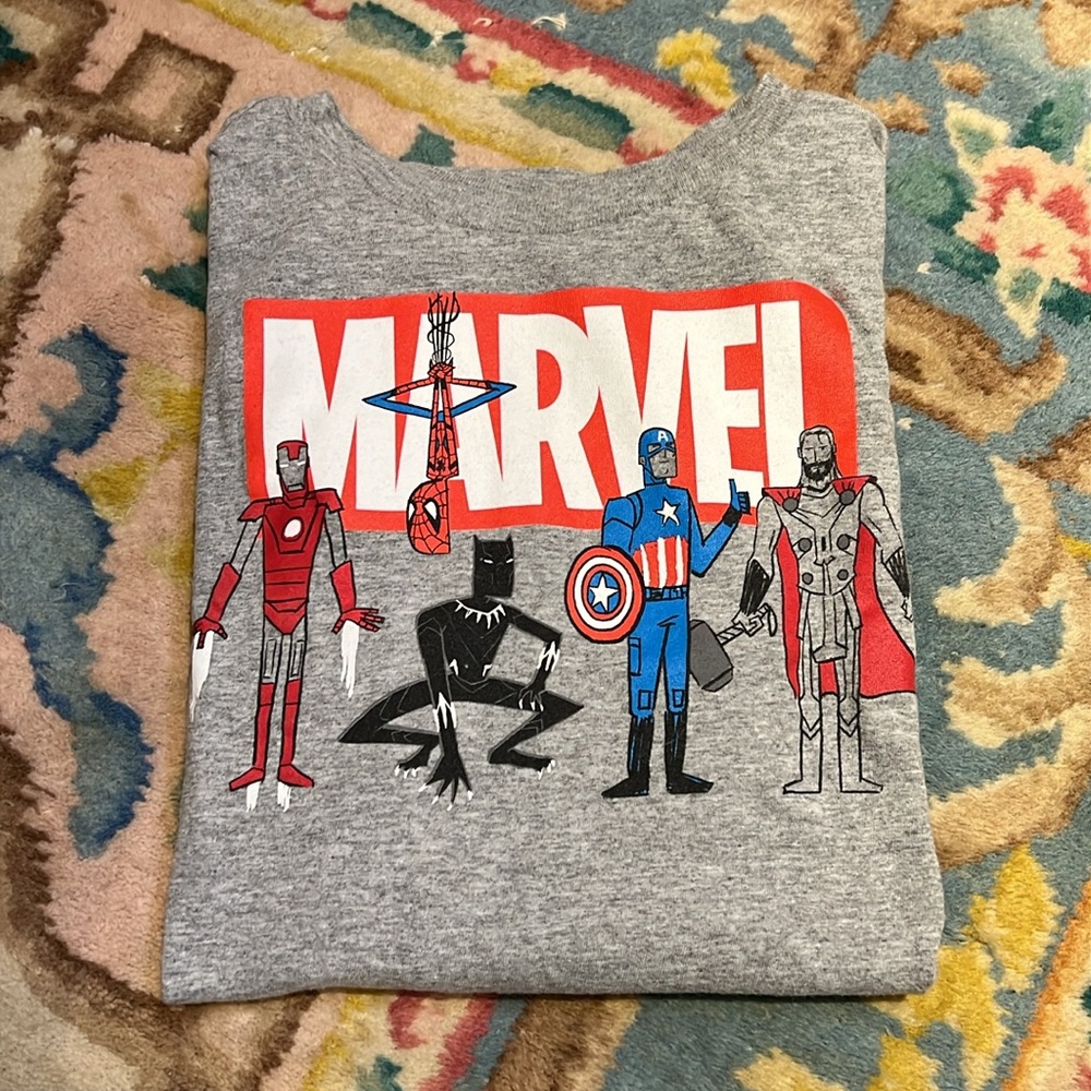 🦸♂️🦸🏾♂️ Vintage Kids Marvel Heroes Gray T-Shirt